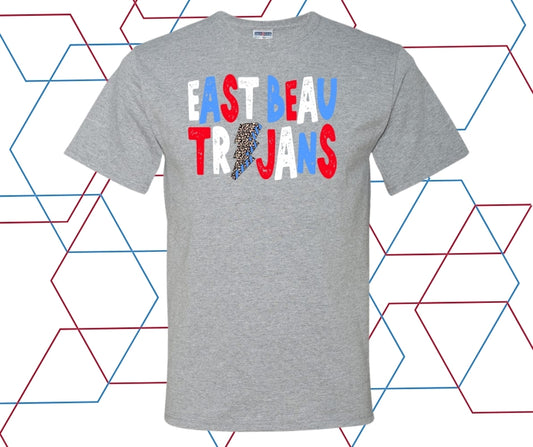 Trojans Distressed Leopard Lightning Bolt Graphic Tee