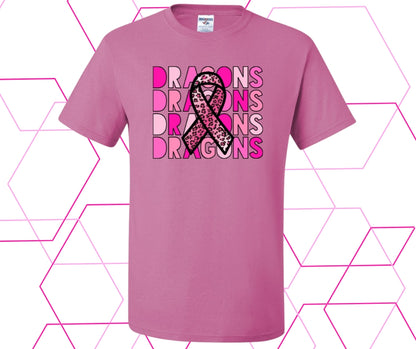 Dragons Pink Out Stacked Leopard Ribbon Graphic Tee