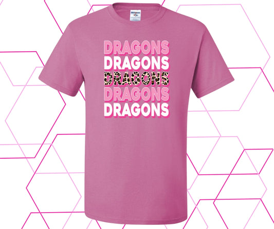 Dragons Pink Out Leopard Stack Graphic Tee