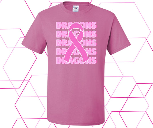 Dragons Pink Out Stacked Solid Ribbon Graphic Tee