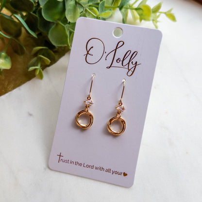Petite Teardrop Crystal & Gold Knot Earrings “Kylie”