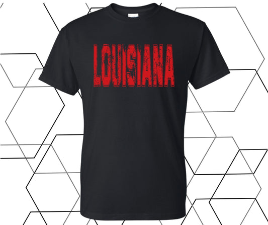 Louisiana Red Distressed Graphic Tee