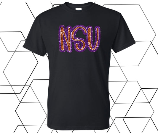 NSU Faux Glitter Graphic Tee