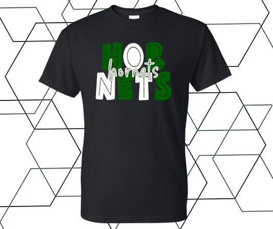 Hornets Green/White Block Graphic Tee