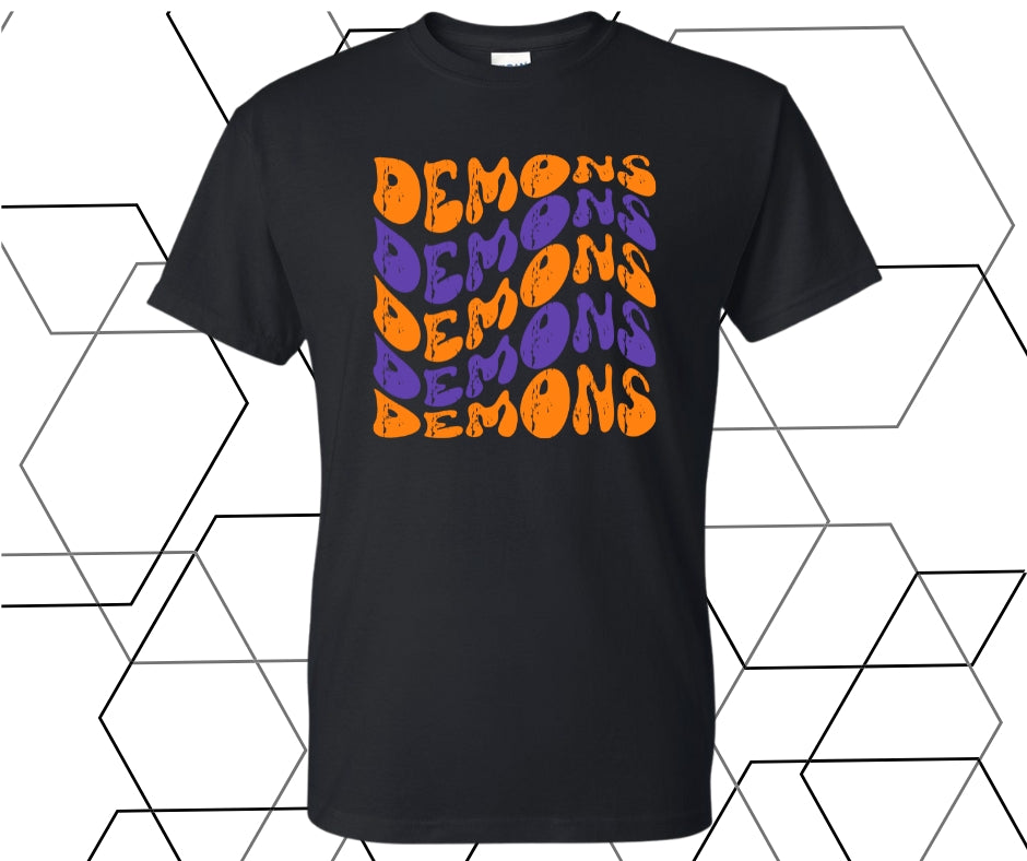 Demons Distressed Wave Graphic Tee