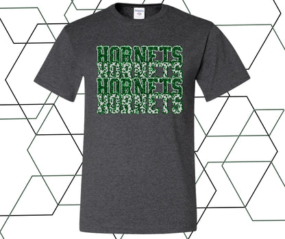 Hornets Stacked Faux Glitter Graphic Tee