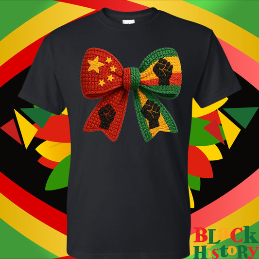 Black History Faux Yarn Coquette Bow Tee