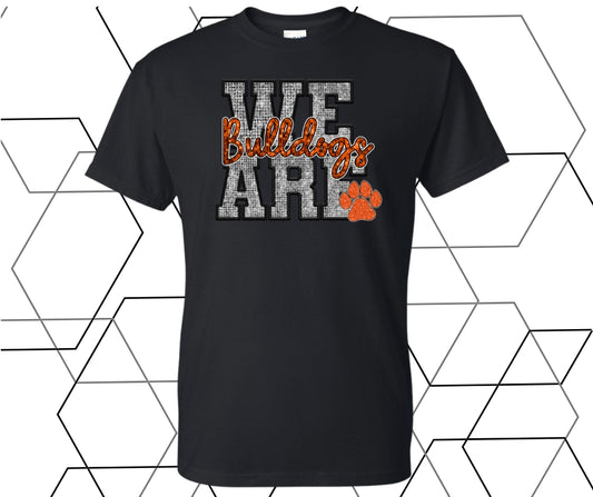 We Are Bulldogs Orange Faux Rhinestone Graphic Tee