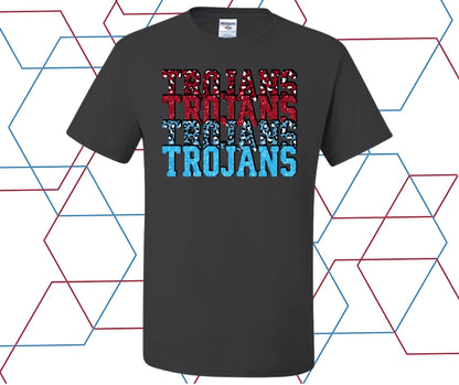 Trojans Faux Glitter Stacked Graphic Tee
