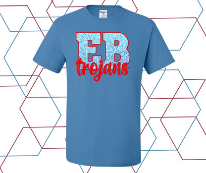 EB Trojans Faux Glitter Block Graphic Tee