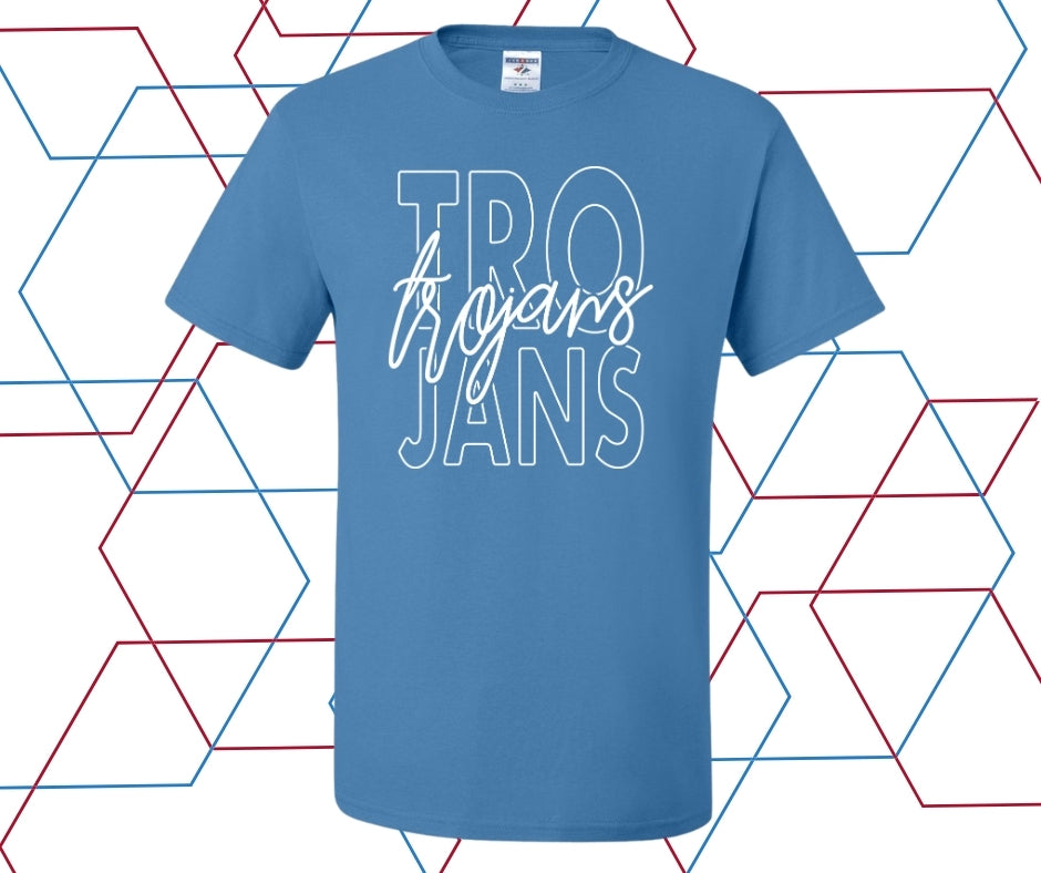 Trojans Outline Block Graphic Tee