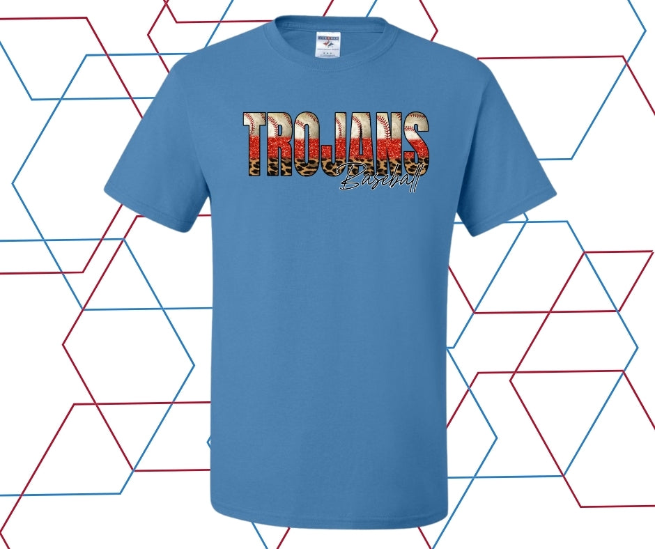Trojans Baseball Leopard  Graphic Tee