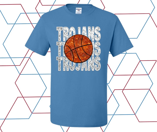 Trojans Faux Sequin Basketball Graphic Tee