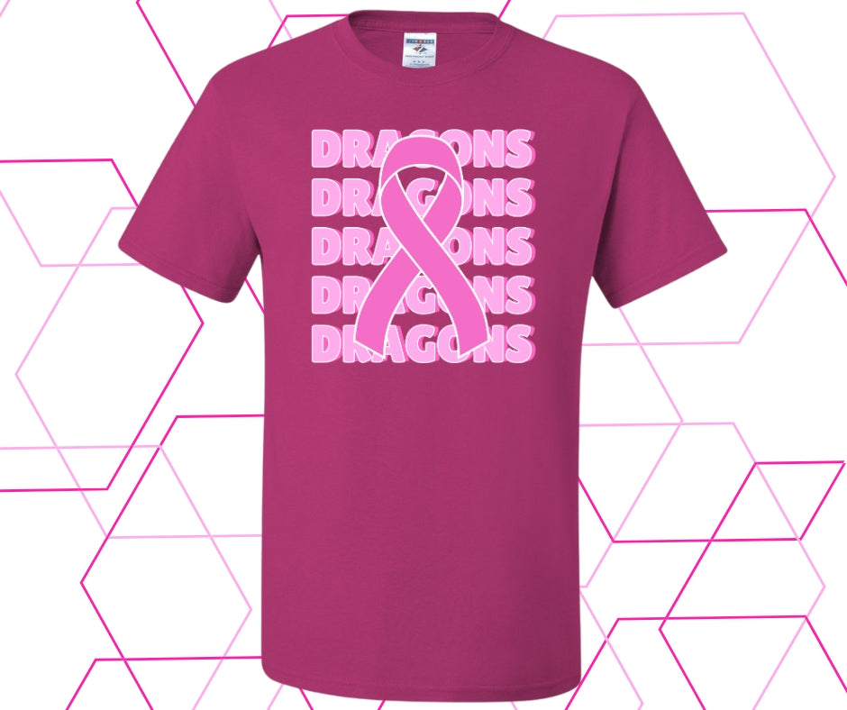 Dragons Pink Out Stacked Solid Ribbon Graphic Tee