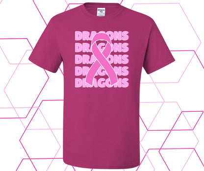 Dragons Pink Out Stacked Solid Ribbon Graphic Tee