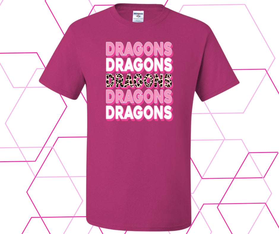 Dragons Pink Out Leopard Stack Graphic Tee