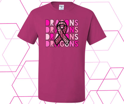 Dragons Pink Out Stacked Leopard Ribbon Graphic Tee