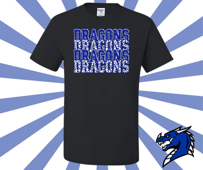 Dragons Stacked Faux Glitter Graphic Tee