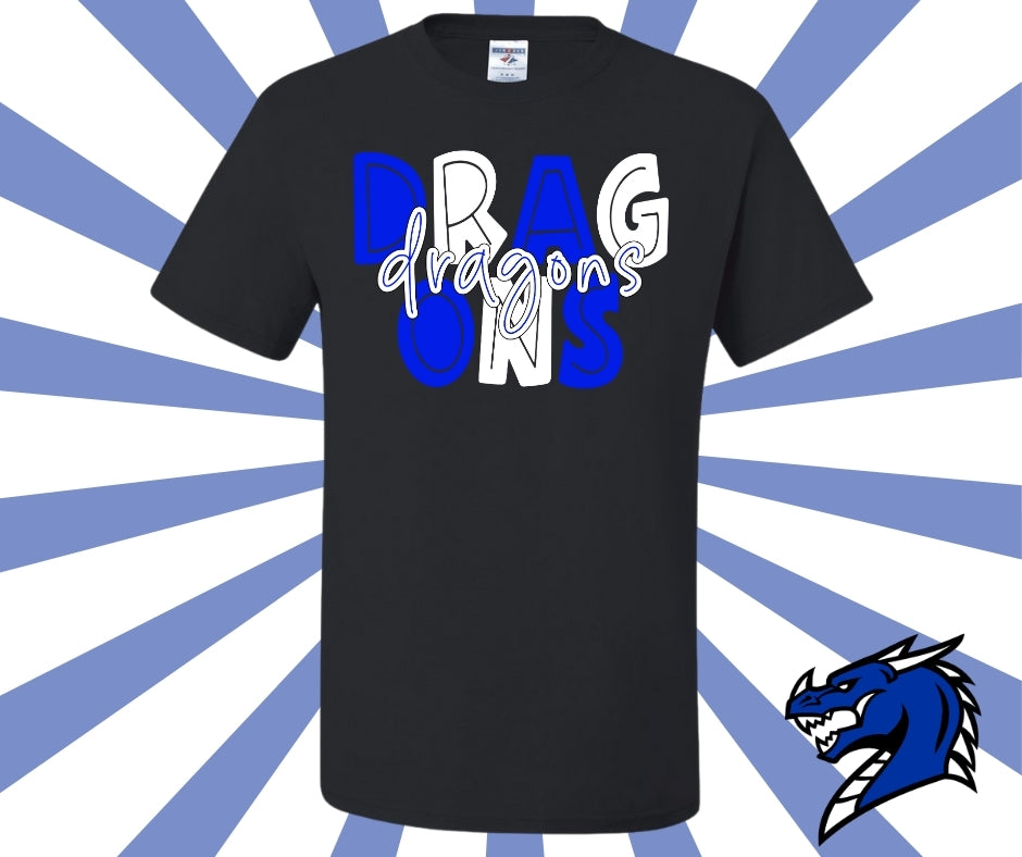 Blue/White Dragons Block Graphic Tee