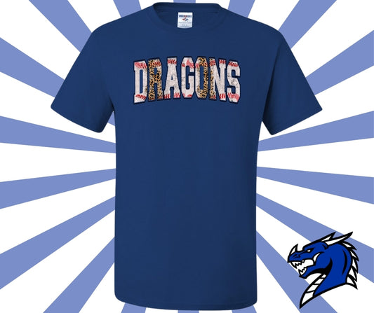 Dragons Baseball Leopard Graphic Tee