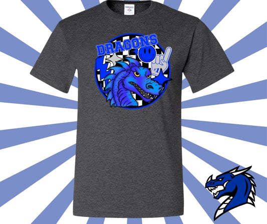 Dragons Retro Checkerd Clipart Graphic Tee