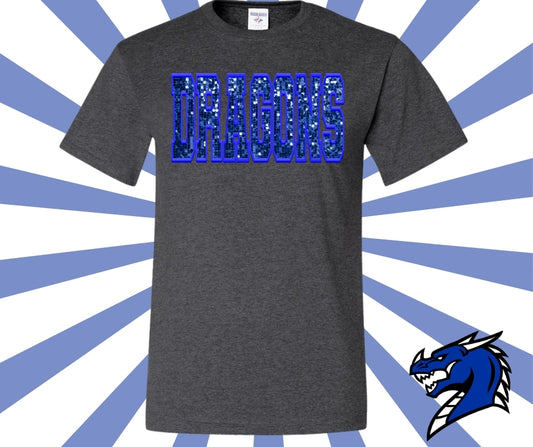 Dragons Faux Sequin Graphic Tee