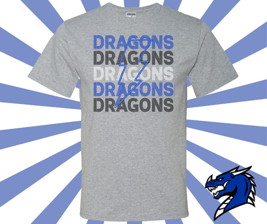 Dragons Line Drawing Stacked Graphic Tee