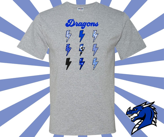 Dragons Retro Lightning Bolt Graphic Tee