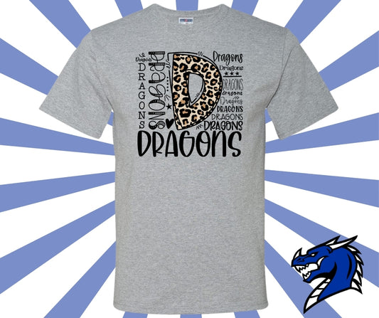 Dragons Leopard Collage Graphic Tee
