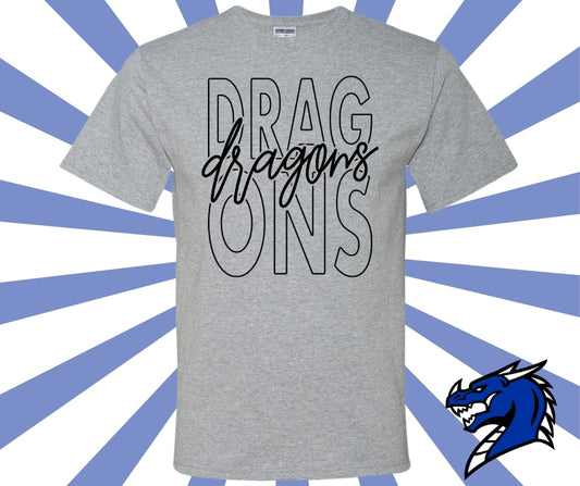 Dragons Outline Block Graphic Tee