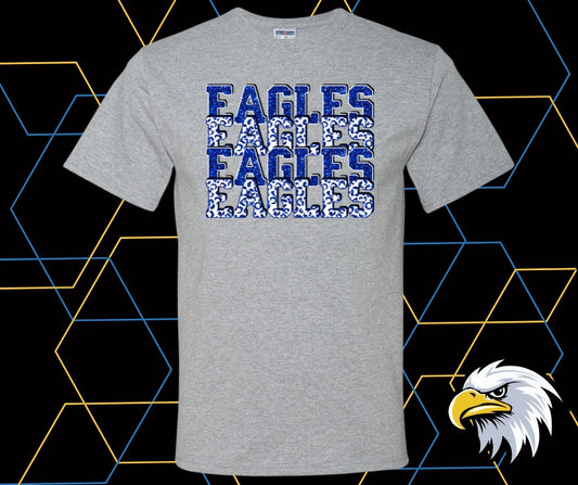 Eagles Faux Glitter Stacked Blue Graphic Tee