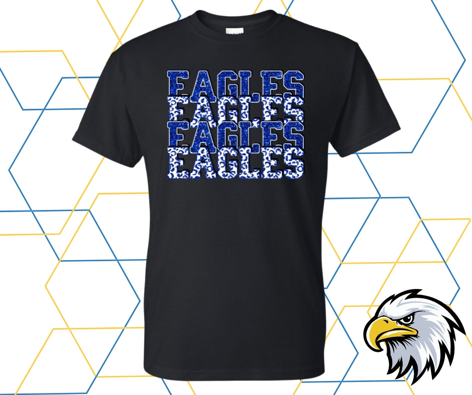 Eagles Faux Glitter Stacked Blue Graphic Tee