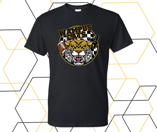 Wampus Cat Retro Checkered Clipart Graphic Tee