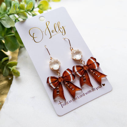 Football Bow Dangle Earrings – Game Day Spirit