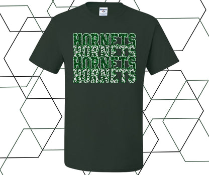 Hornets Stacked Faux Glitter Graphic Tee