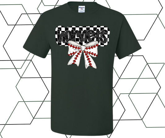 Hornets Checkered Baseball Coquette Graphic Tee