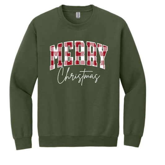 Merry Christmas Retro Plaid Sweatshirt