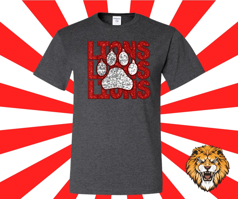 Faux Glitter Lions Stacked Graphic Tee