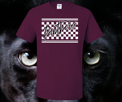 Panther Script Checkered Graphic Tee