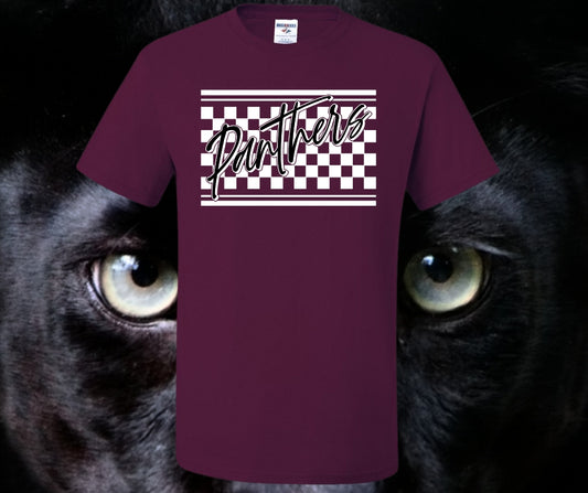Panther Script Checkered Graphic Tee