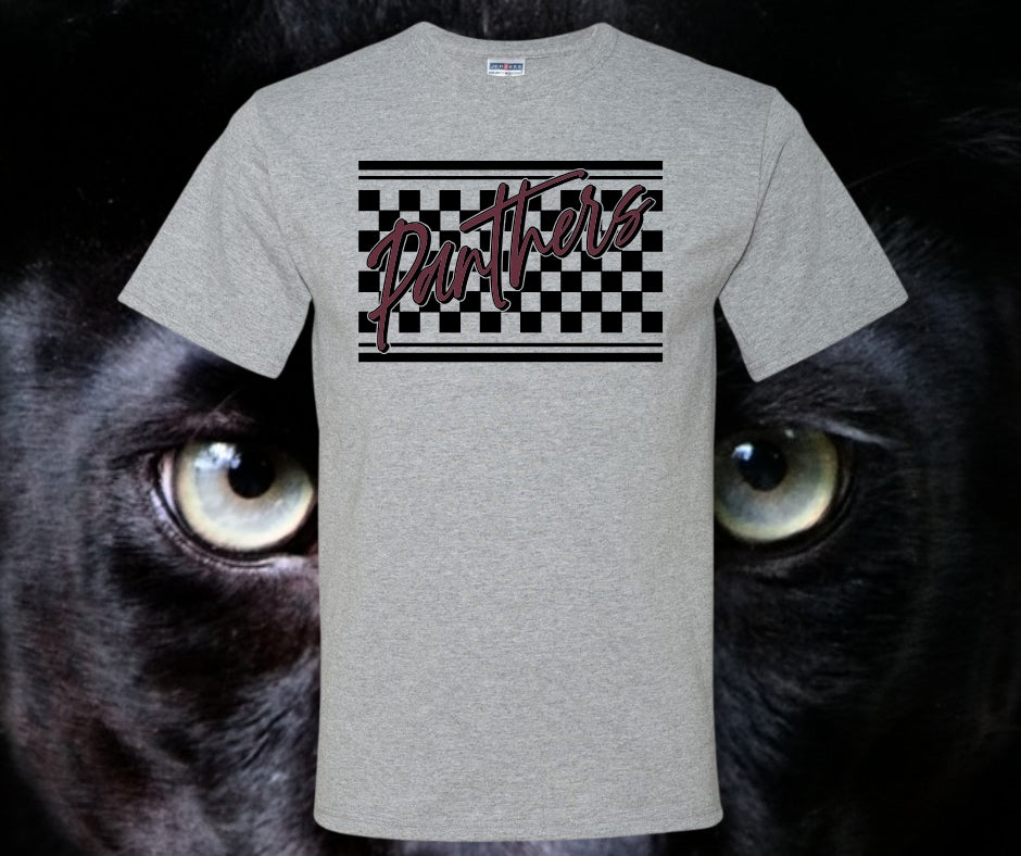 Panther Script Checkered Graphic Tee