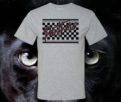 Panther Script Checkered Graphic Tee