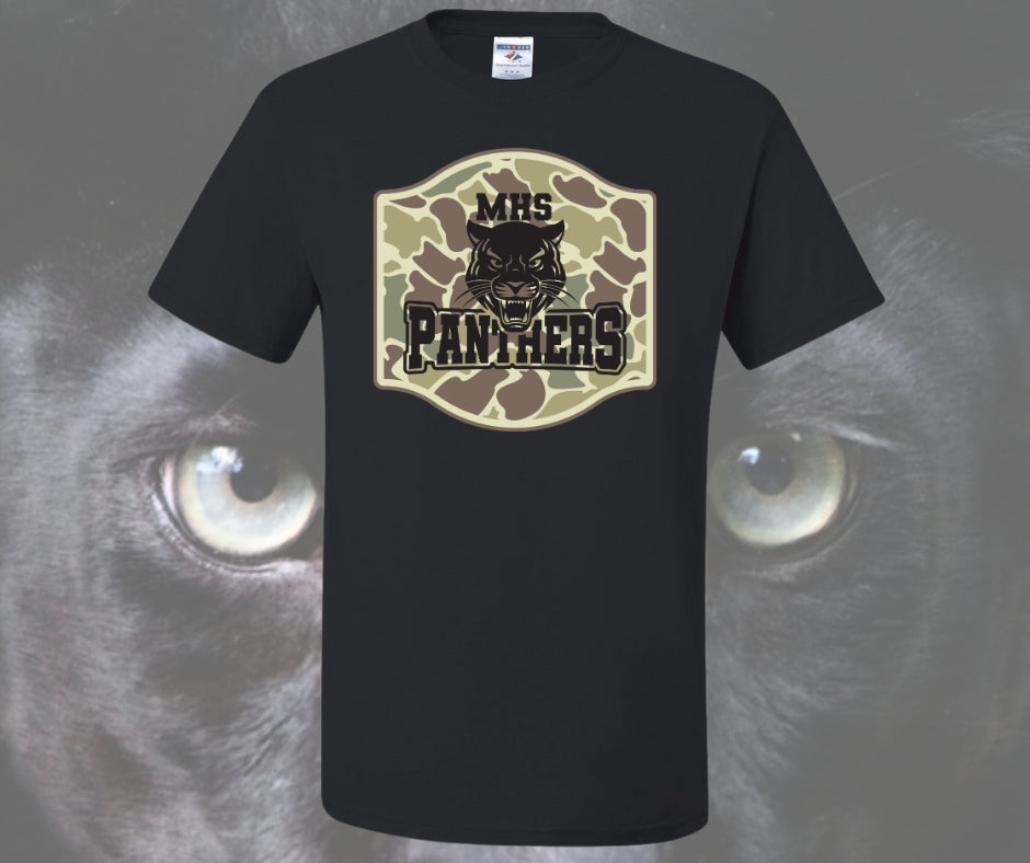 Camo Background Panthers MHS Graphic Tee