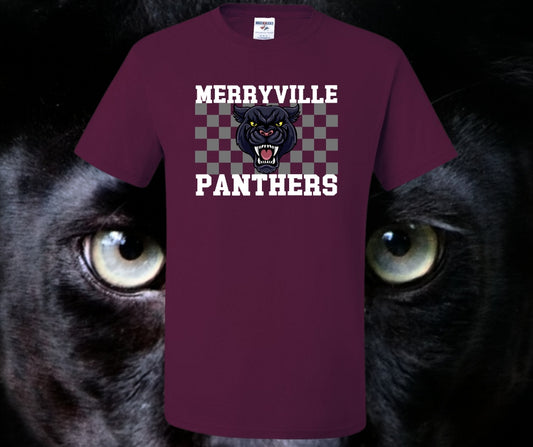 Merryville Panthers Checkered NO PAW PRINT Graphic Tee