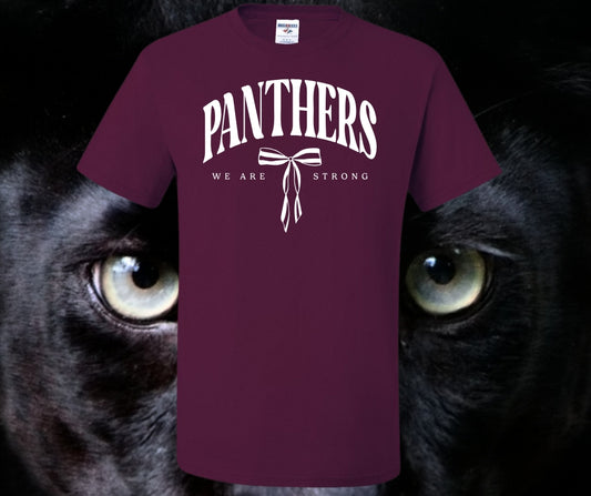 Panthers We Are Strong Coquette Bow Graphic Tee
