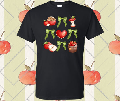 Green Bow Apple Collage Graphic Tee
