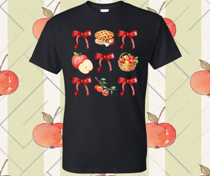 Red Bow Apple Collage Graphic Tee