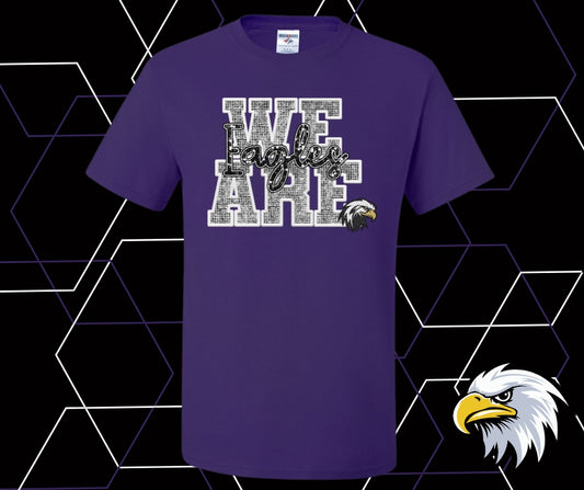 We Are Eagles Faux Rhinestone Graphic Tee