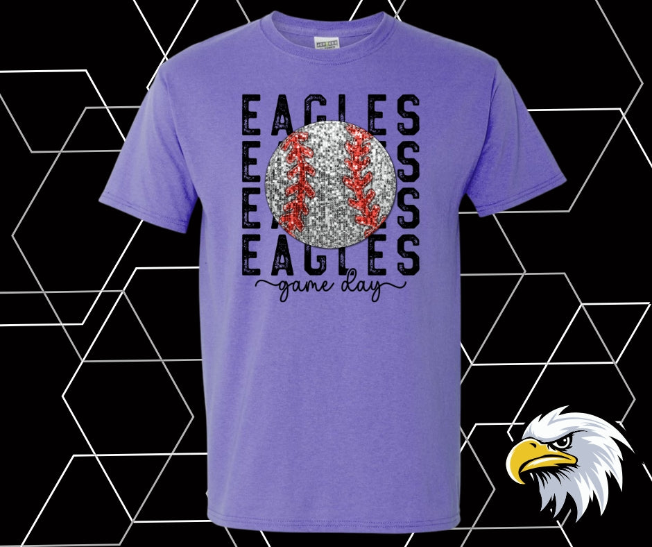 Eagles Faux Sequin Baseball Graphic Tee