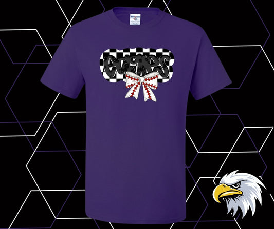 Eagles Checkered Baseball Coquette Graphic Tee